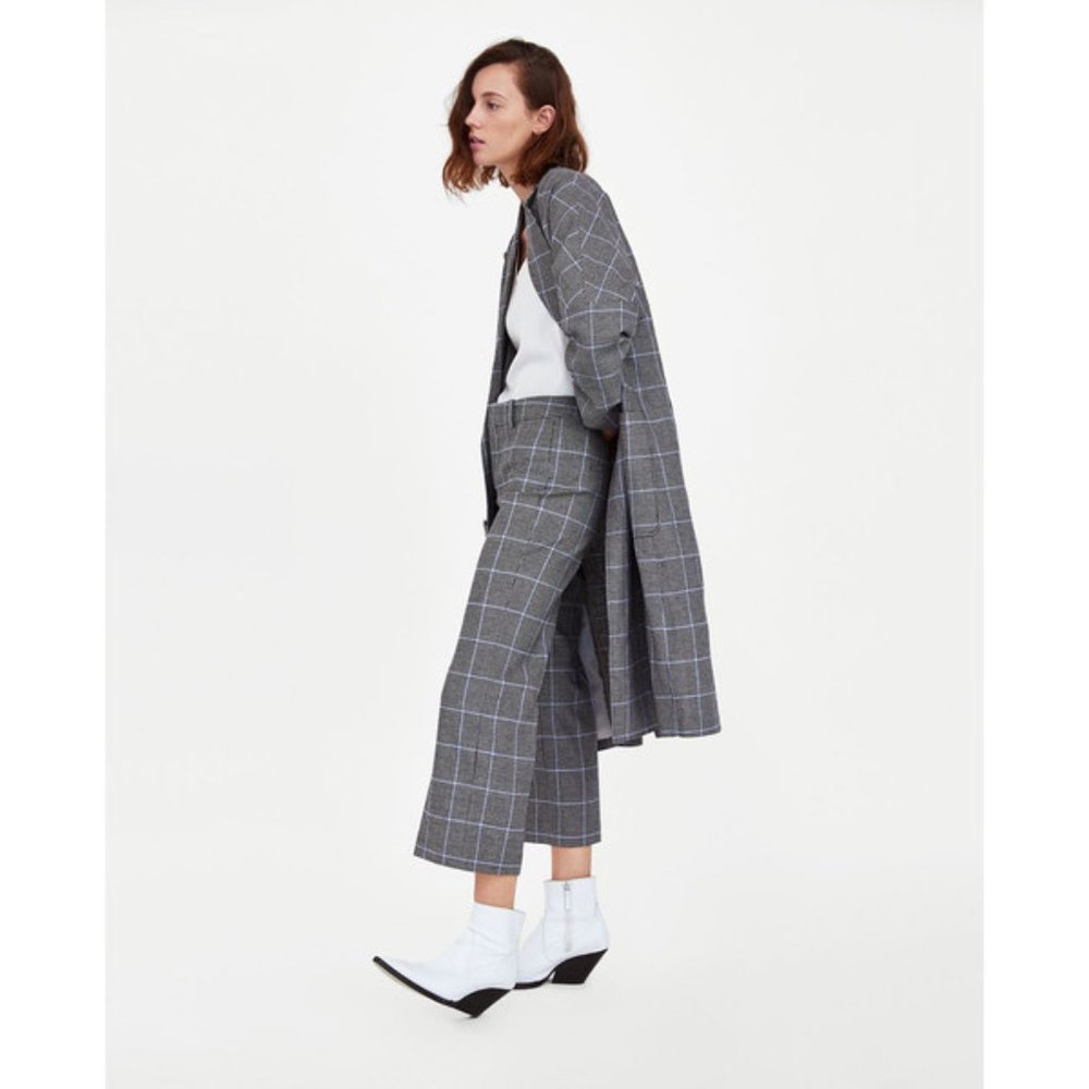 Zara Crop Check Plaid Houndstooth Pant - Picture 2 of 5